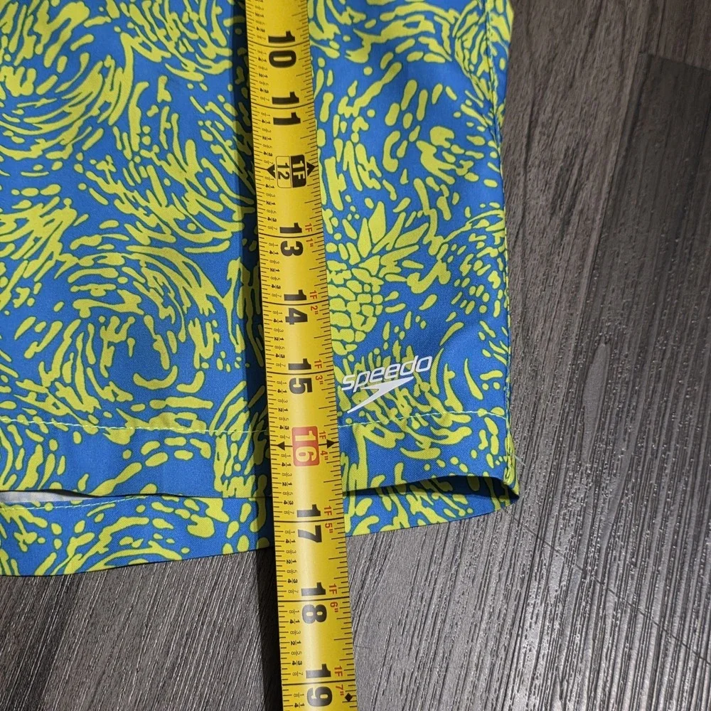 Mens Speedo Swim Suit Trunks Shorts Lined Size Small Blue Yellow Pineapple